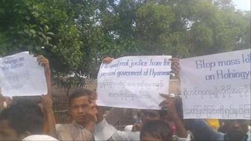 Rohingya in Bangladesh protest killings in Myanmar